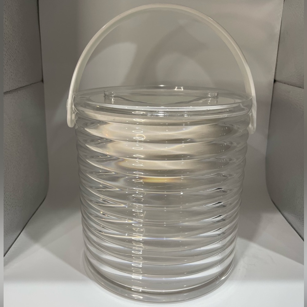 Vintage Sally Designs Clear Acrylic Ribbed Ice Bucket MCM 70’s Made in USA